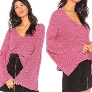 Free People Bell Sleeve Sweater Womens Chunky Knit Cropped Oversized Pullover XS